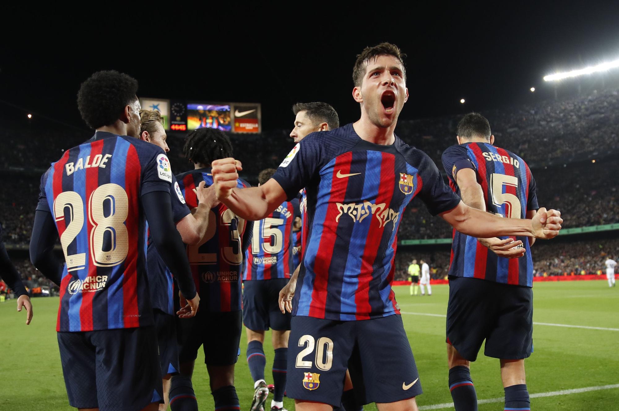 Sergi Roberto celebra el primer tanto azulgrana.