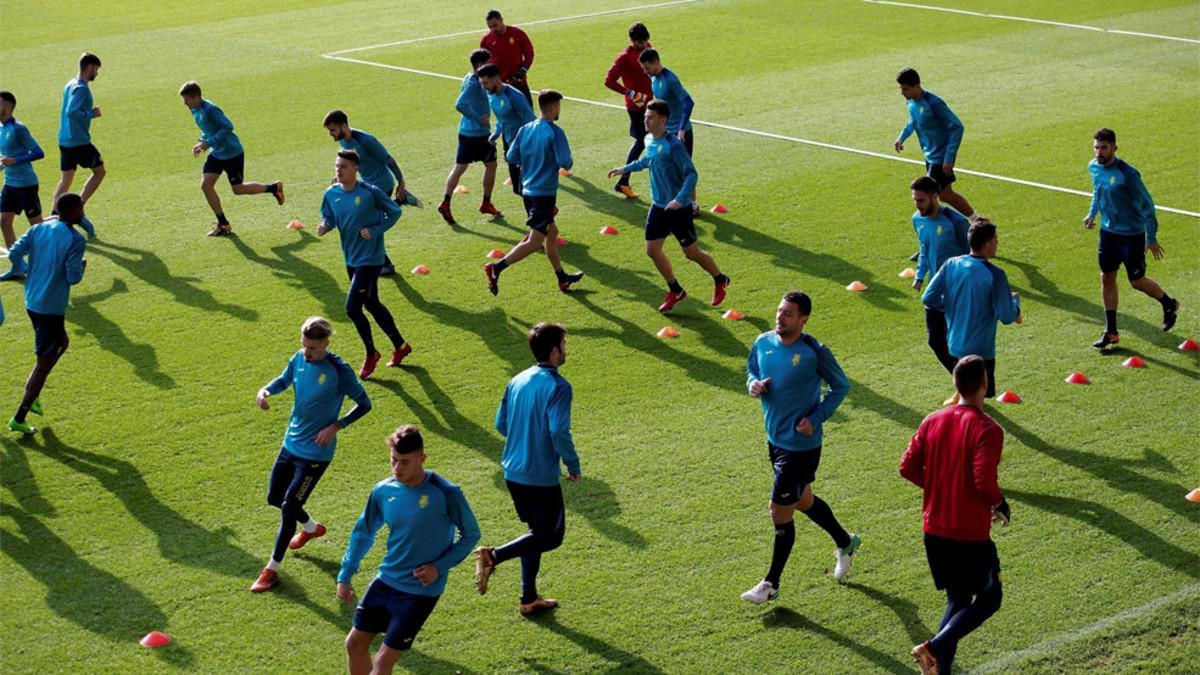 La plantilla del Villarreal durante un entrenamiento