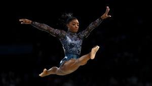 Simone Biles, en su debut en París.