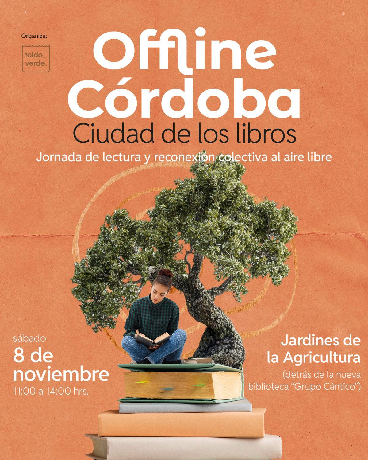 Cartel de la iniciativa 'OffLine Córdoba, Ciudad de los Libros', que se organiza este sábado en los Jardines de la Agricultura.