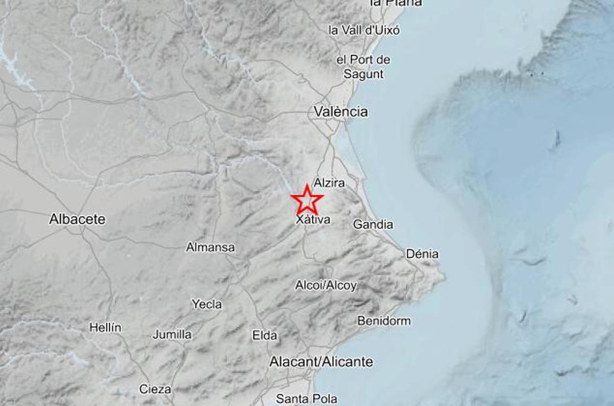 Localización del terremoto registrado según el Instituto Geográfico Nacional.