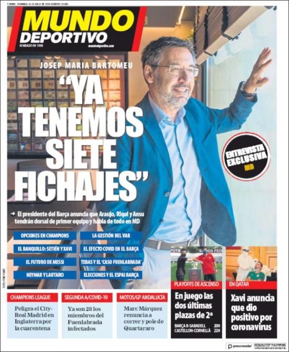 Portada MUNDO DEPORTIVO domingo 26 julio 2020