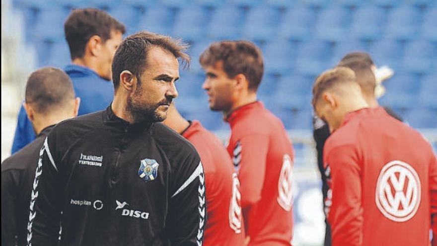 Aritz López Garai, en el entrenamiento de ayer en el Heliodoro.