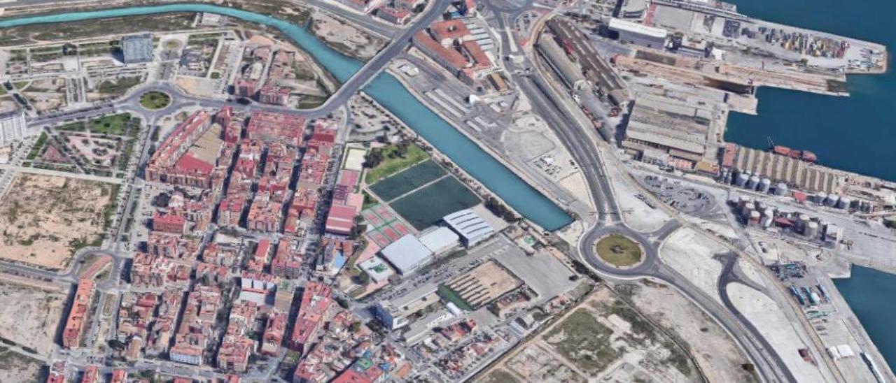 Ámbito del plan de ordenación de la frontera de Natzaret con el puerto de València.