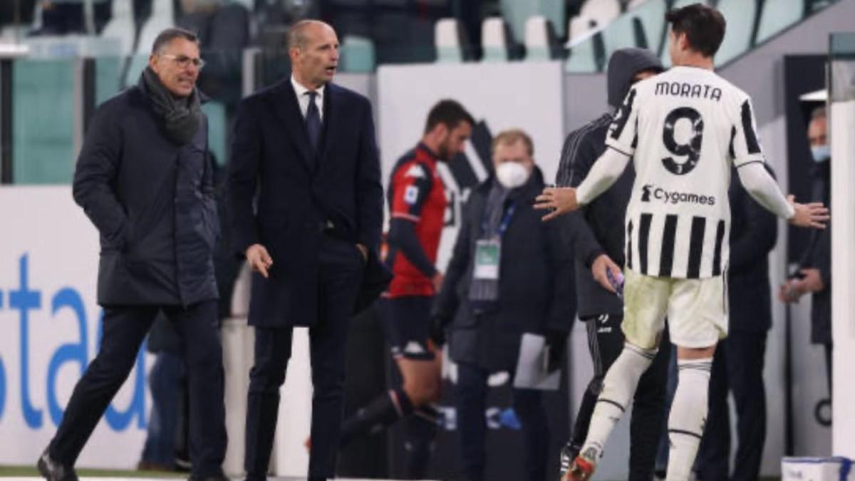 Morata se enfrentó con Allegri tras ser sustituido