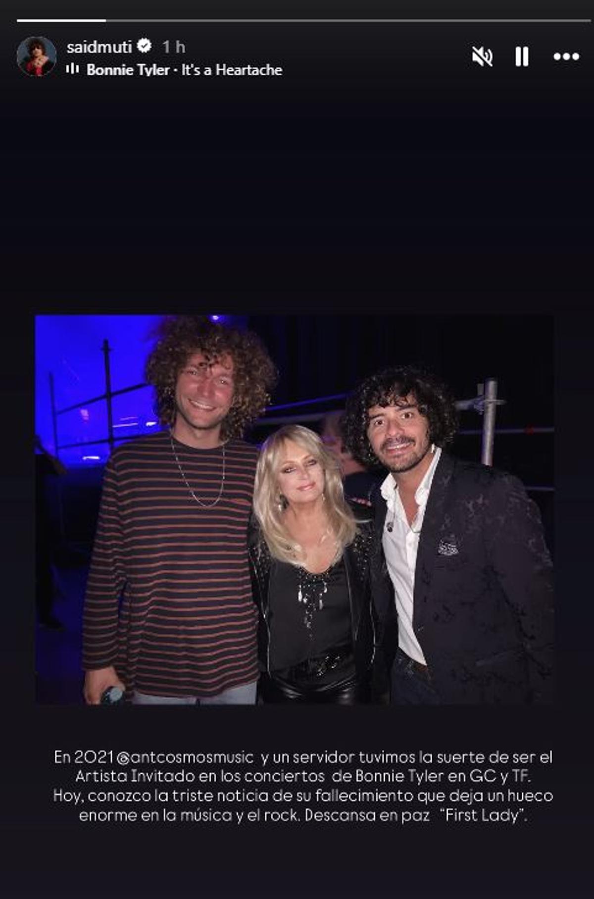 Said Muti recuerda su concierto con Bonnie Tyler: "Descanza en paz 'First lady'"