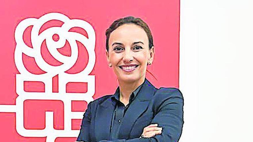 Olivia Delgado en la sede electoral del PSOE durante la última campaña estatal.