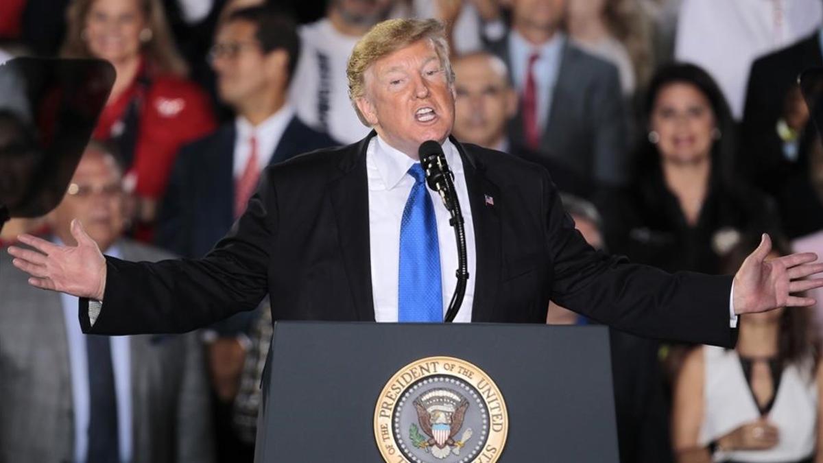 amadridejos47018643 president donald trump gestures during speech to a venezuela190219005246