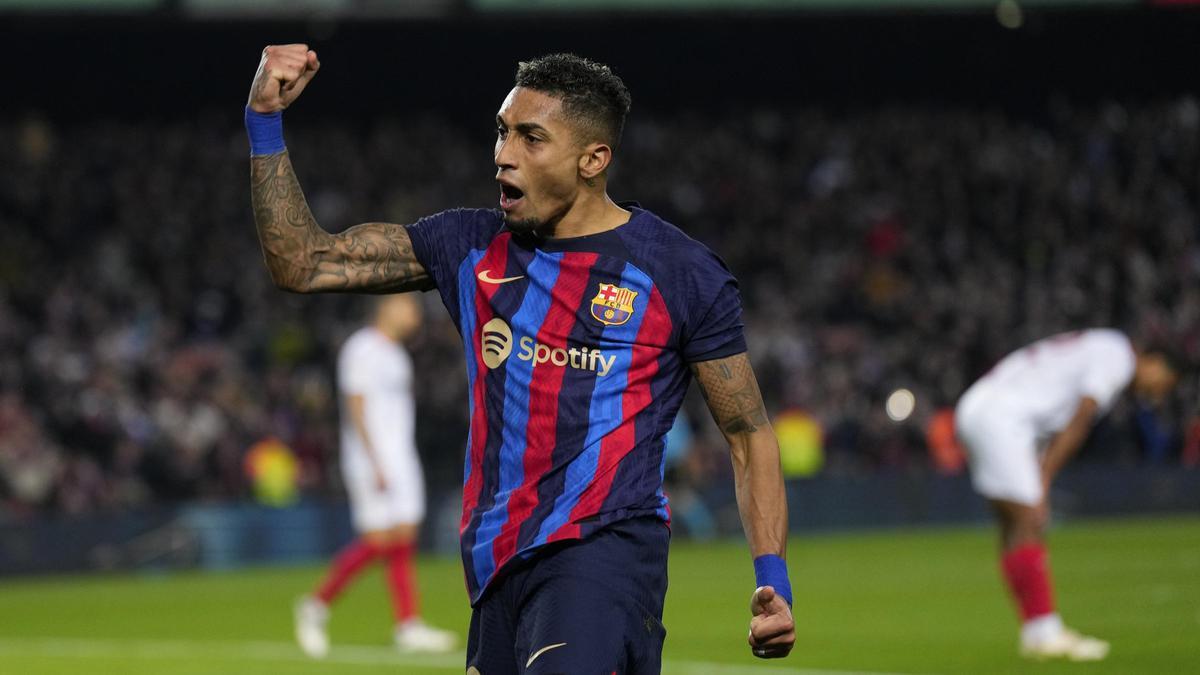 Raphina marcó uno de los goles del FC Barcelona ante el Sevilla.