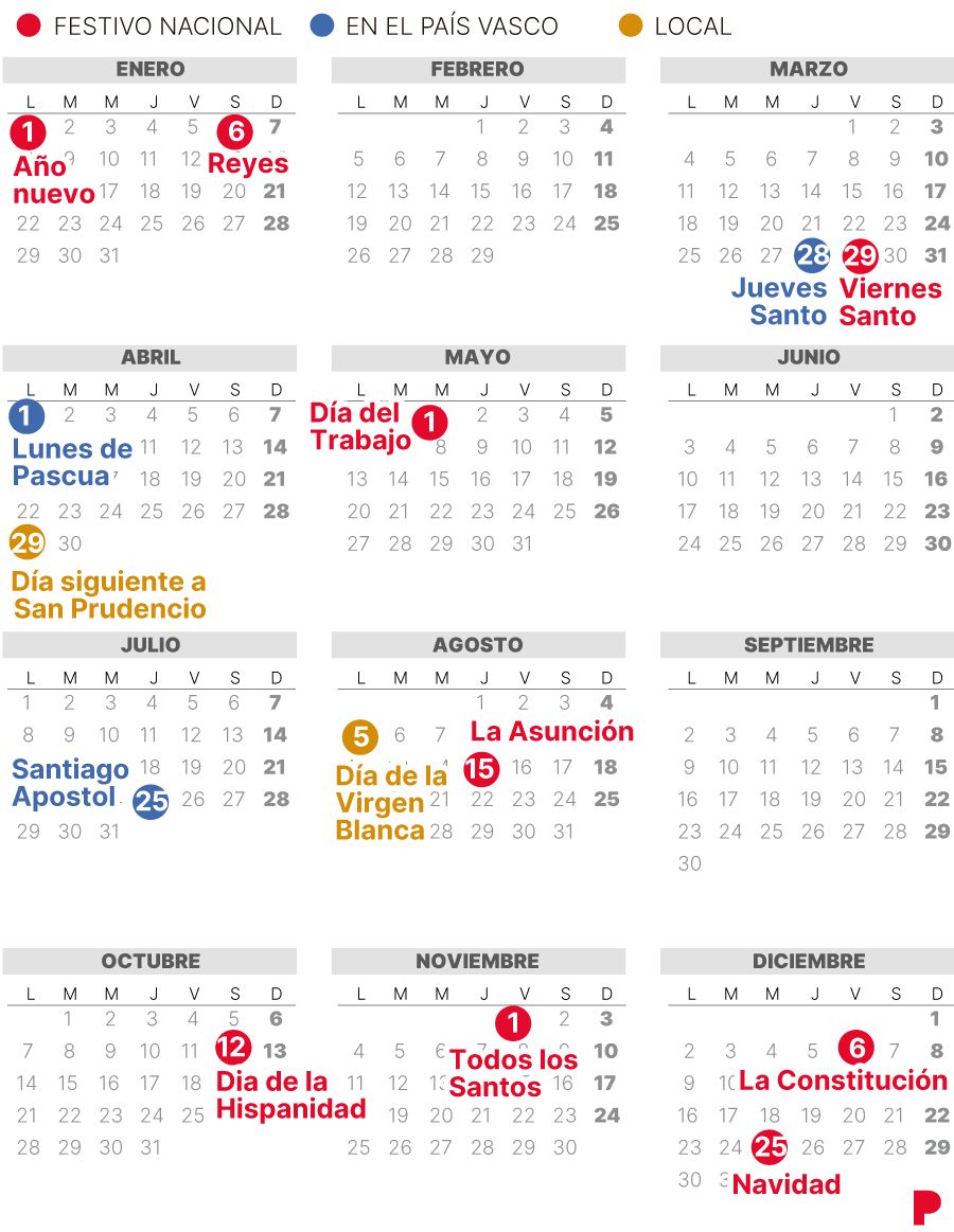 Calendario Laboral Vitoria 2024