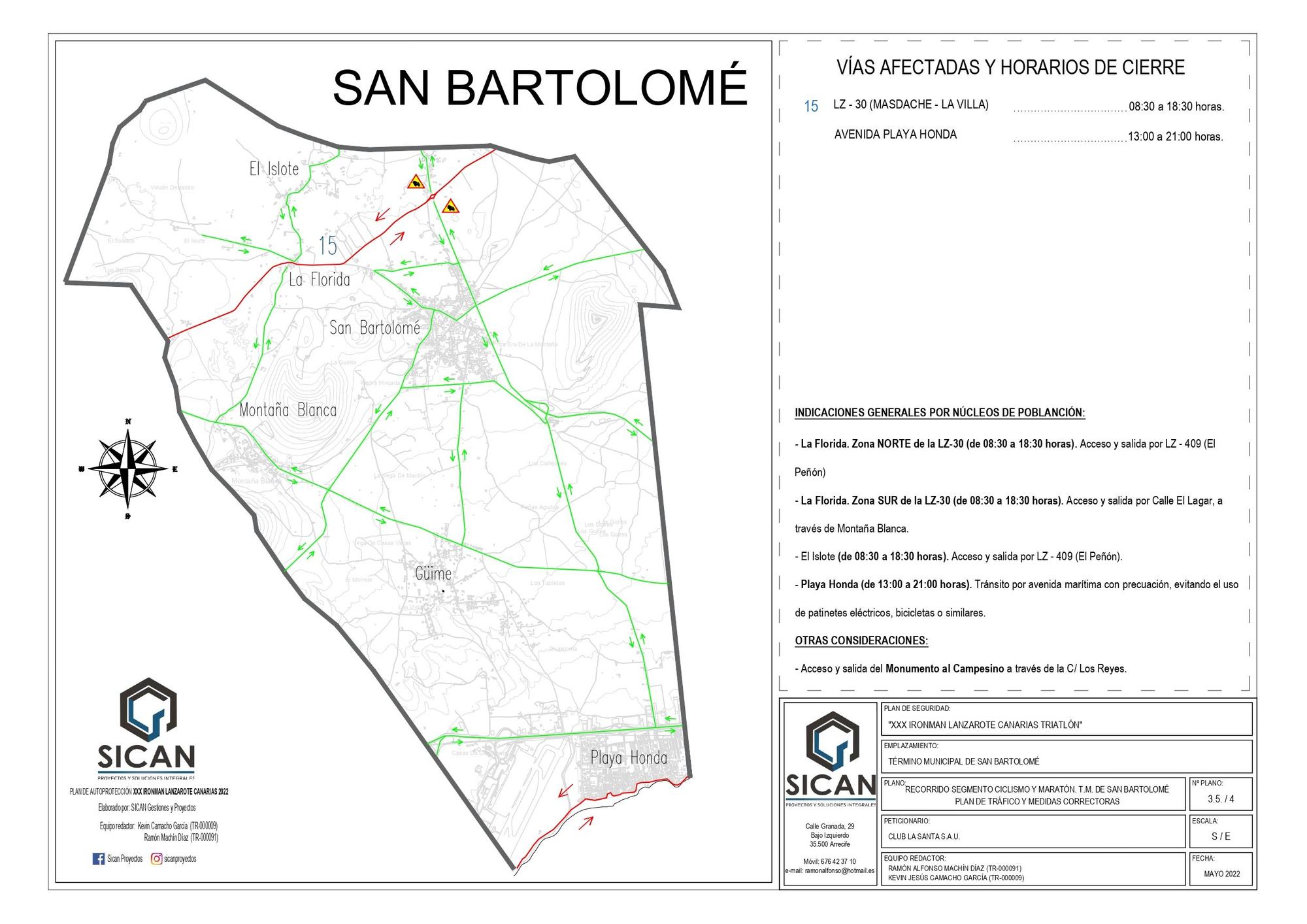 Carreteras afectadas en San Bartolomé.