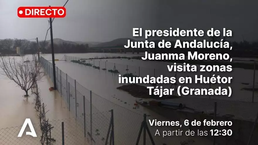 DIRECTO | Juanma Moreno visita zonas inundadas en Huétor Tájar (Granada)