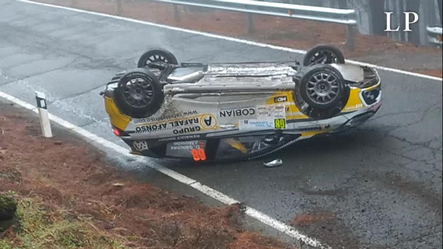 Accidente en el tramo de Artenara del Rally Islas Canarias