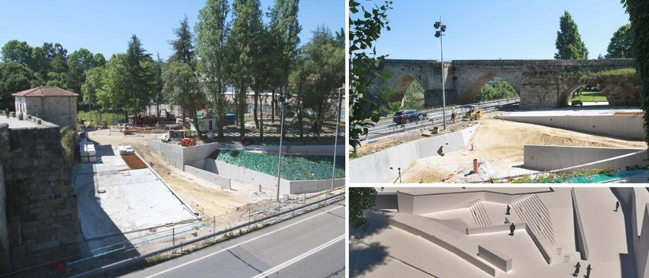 La obra del entorno del Puente Viejo de Ourense. // IÑAKI OSORIO