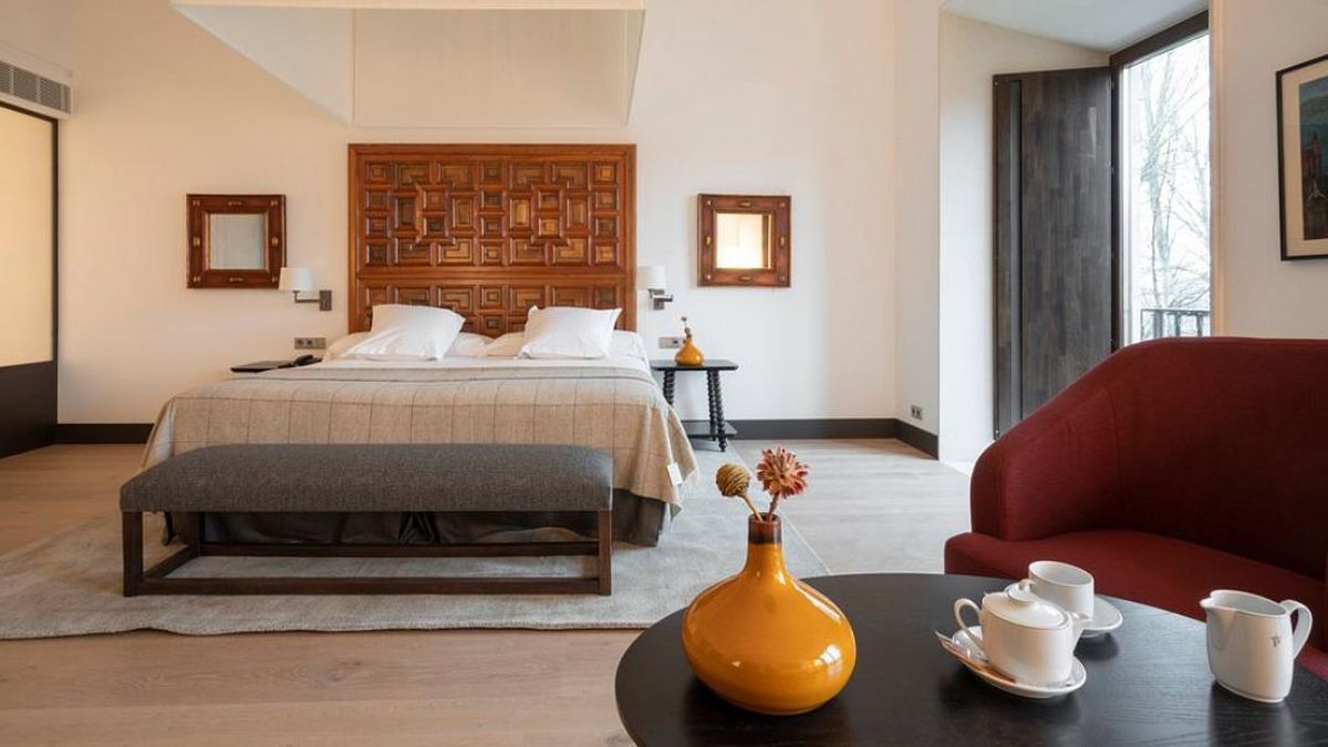 Una de las habitaciones del Parador de León