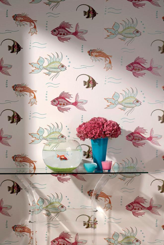 Tendencia marina en decoración: papel 'Aquarium' de Nina Campbell