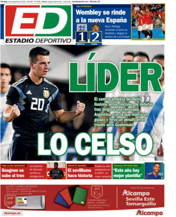 Portada ESTADIO DEPORTIVO  domingo 9 septiembre