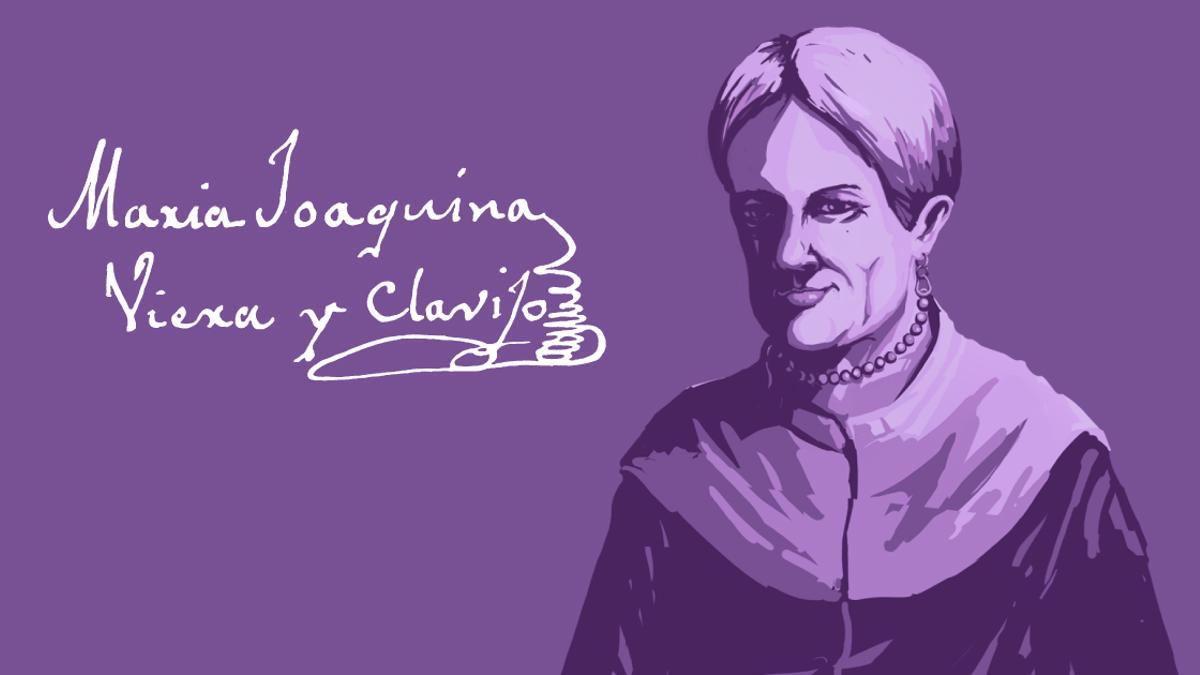 Ilustración y firma de Maria Joaquina de Viera y Clavijo.