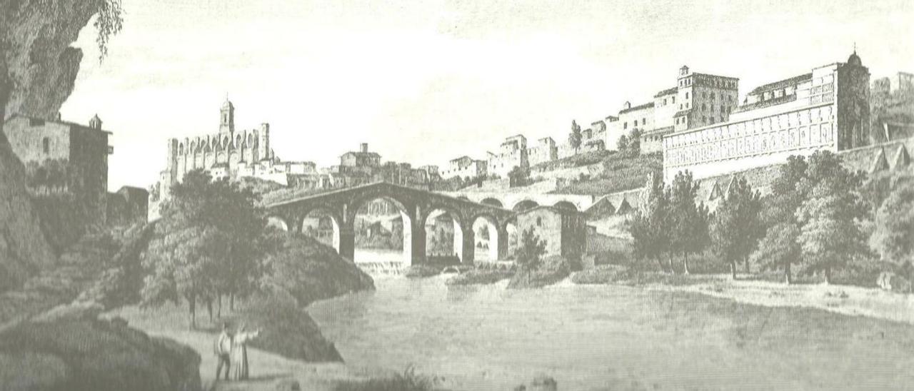 Gravat del segle XIX d’Alexandre Laborde on es veu la primera ermita de la Guia a l’esquerra | ARXIU/REVISTA DOVELLA