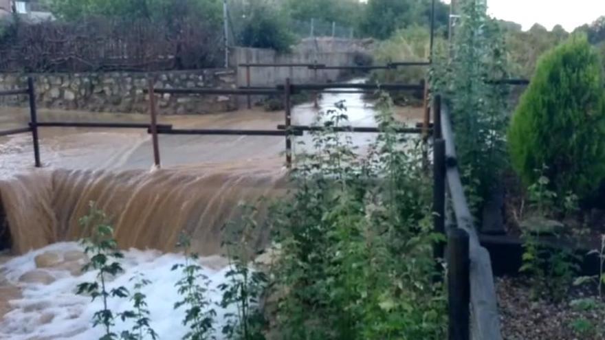 Barranco desbordado en Villarroya tras las lluvias de principios de mes.