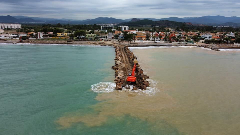 Las obras de los espigones de Almenara a vista de pájaro