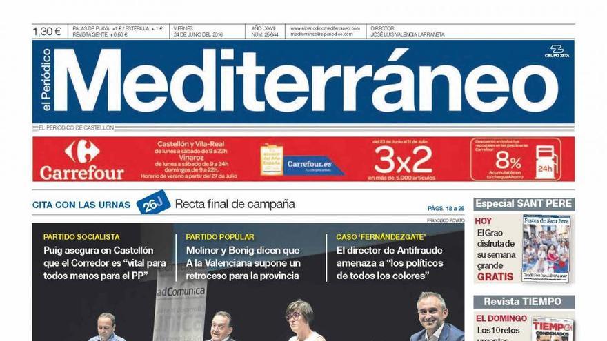 Sigue la incertidumbre, hoy en la portada de El Periódico Mediterráneo