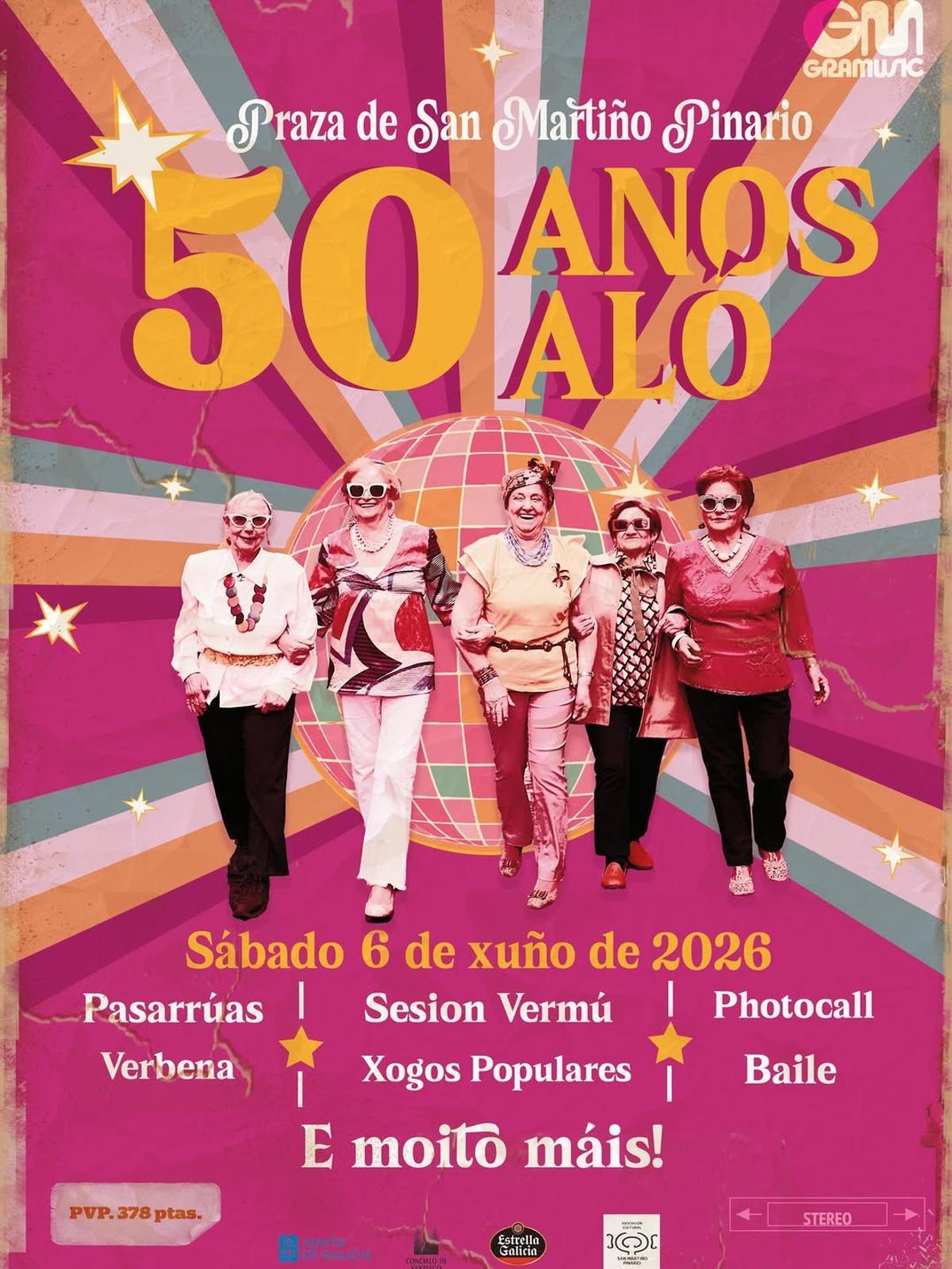 Cartel de la fiesta '50 anos aló'