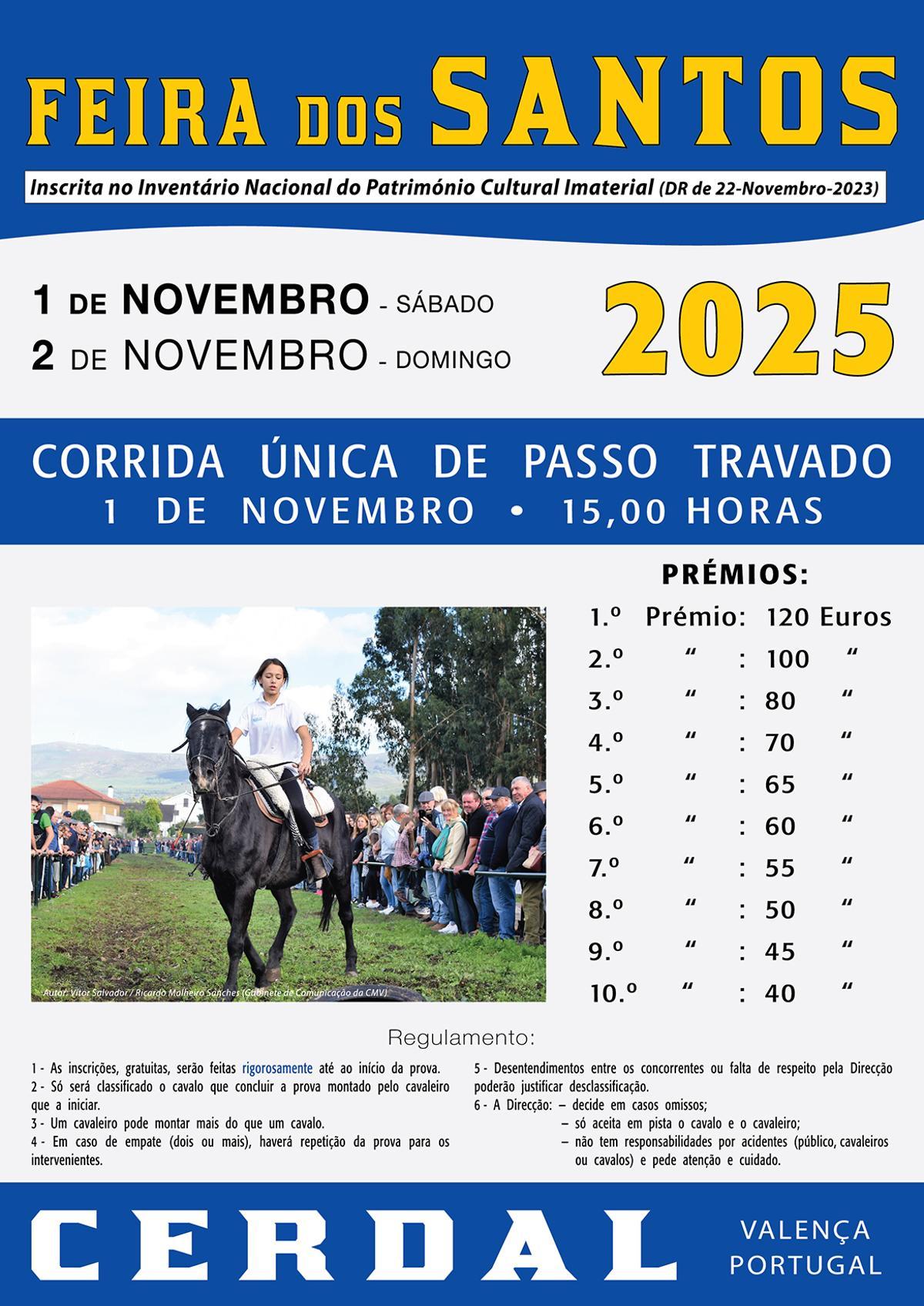 La Feira dos Santos de Cerdal se celebra el 1 y 2 de noviembre de 2025.