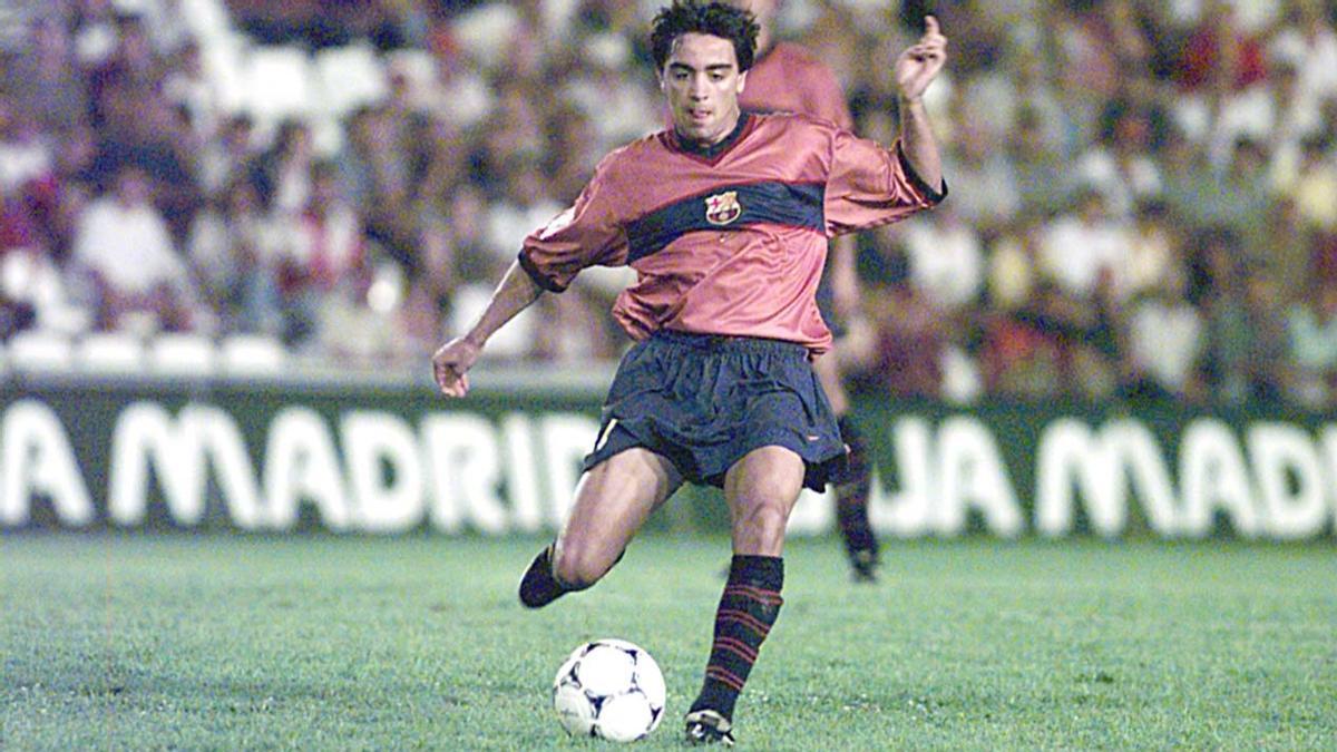 Xavi Hernández, en su debut con el Barça en Mallorca en 1998.