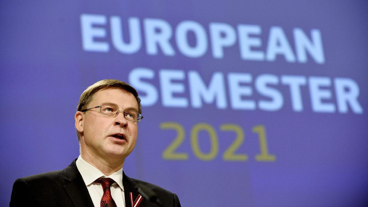 Bruselas da un aprobado general a los presupuestos de todos los países. En la foto, el vicepresidente de la Comisión Europea, Valdis Dombrovskis.