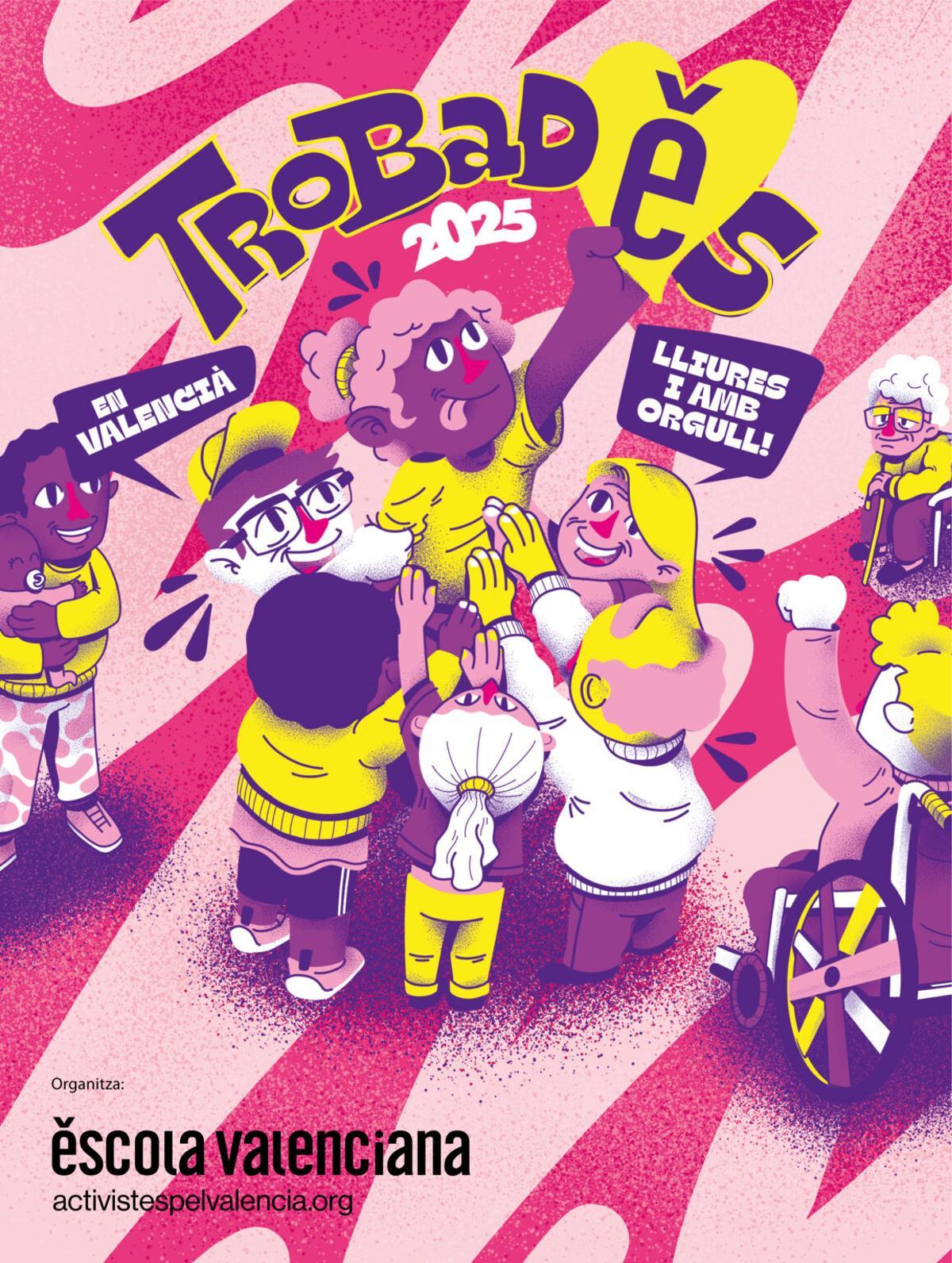Cartel de les Trobades 2025 con la imagen de Natxo Sarvatxo.