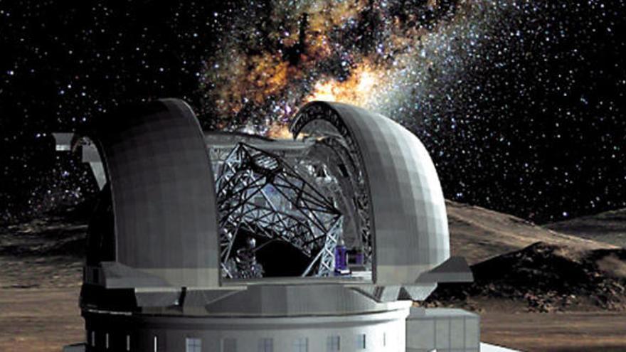 Simulación del supertelescopio de noche.