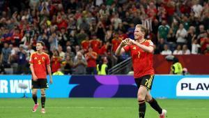 Kevin de Bruyne en la celebración de su gol ante Nueva Zelanda.