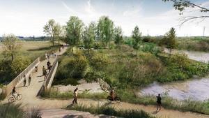 Imagen virtual del aspecto que tendrá el frente fluvial de Sant Joan Despí tras las obras de renovación.
