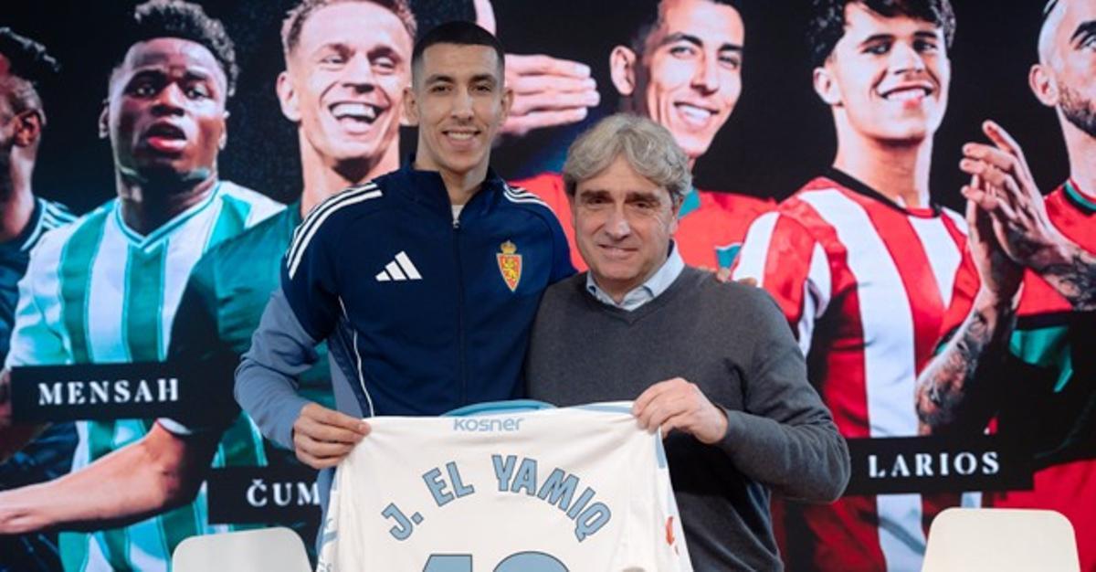 El Yamiq y Txema Indias, en la presentación de los seis fichajes de este mercado de invierno.