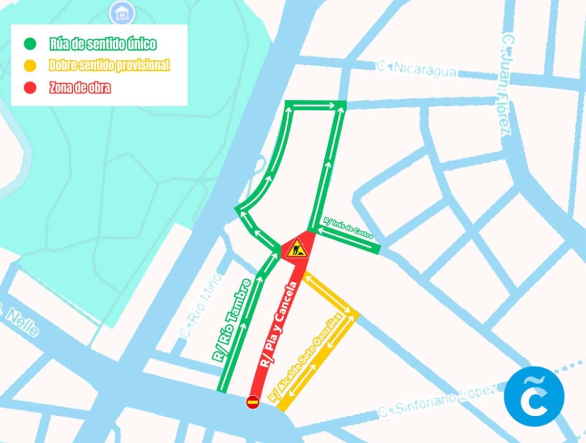 Dispositivo especial de tráfico por las obras en la calle Pla y Cancela.