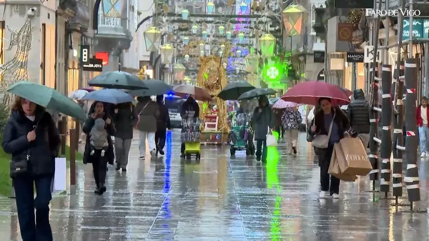 Día lluviosos en la rúa Príncipe de Vigo
