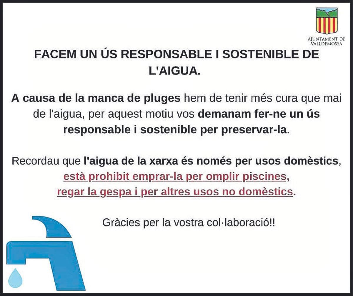 Cartel alertando a la población que debe hacer un uso responsable