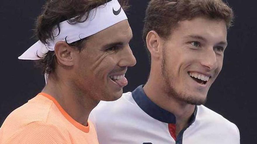 Rafa Nadal y Pablo Carreño celebran una de sus victorias en Pekín.