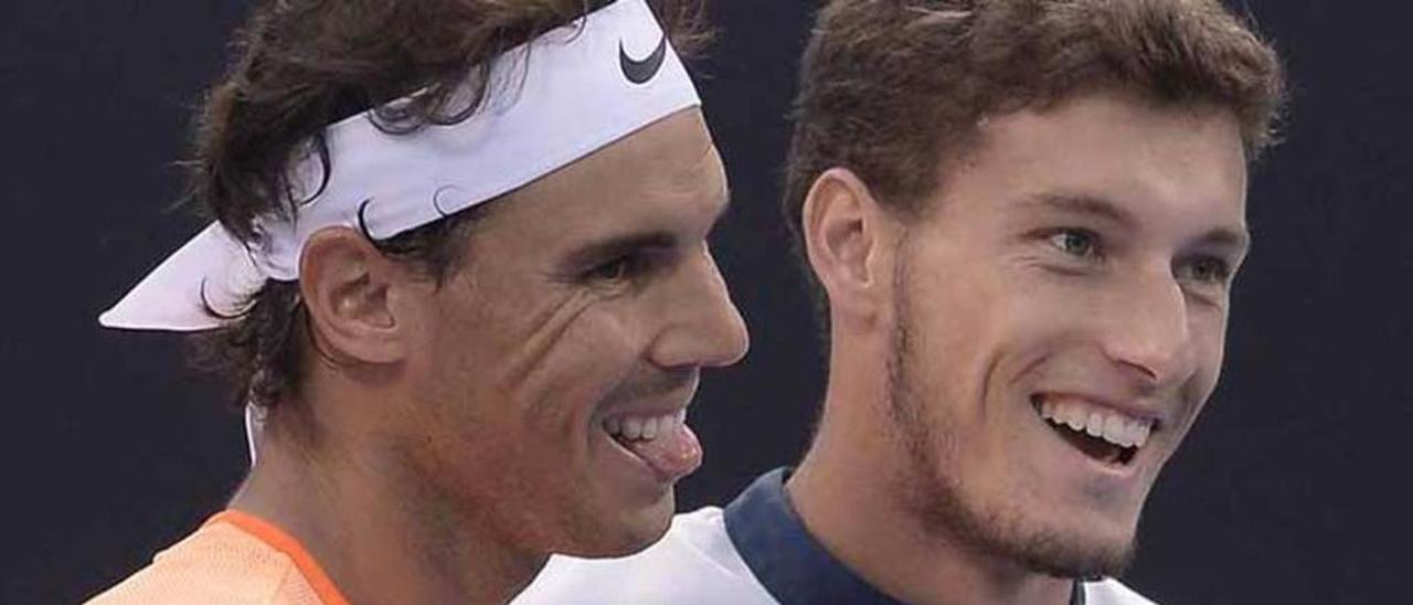 Rafa Nadal y Pablo Carreño celebran una de sus victorias en Pekín.