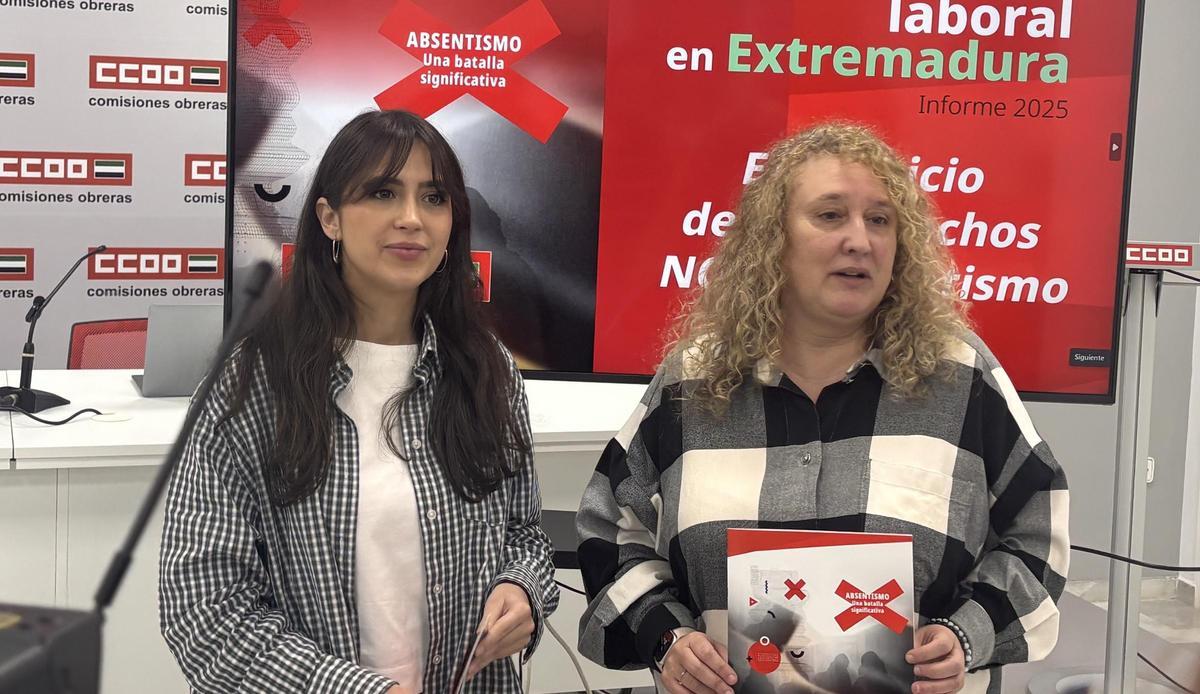 Nicolás y Berrocal, en la presentación del informa de CCOO, en Mérida.