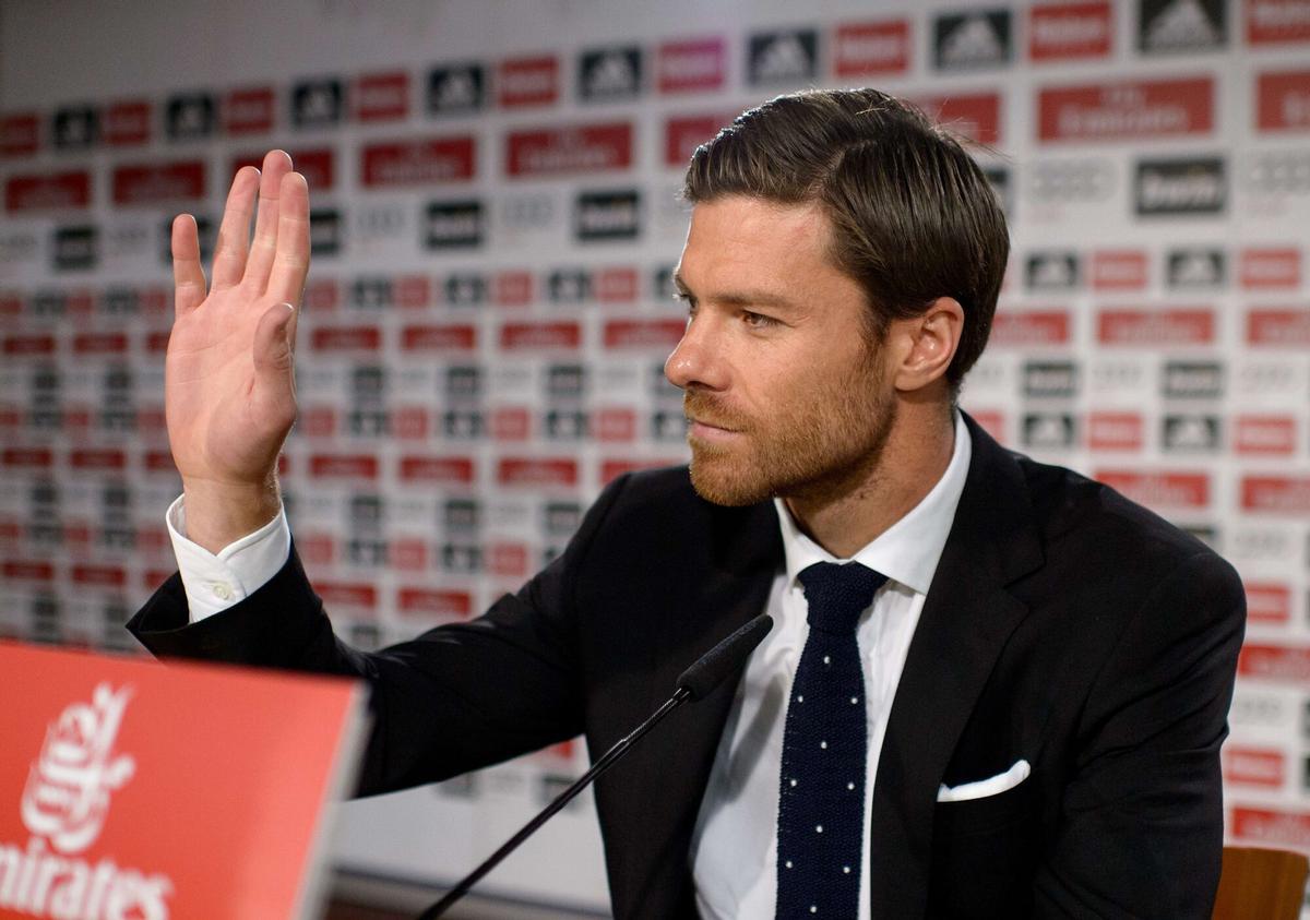 Xabi Alonso, en 2014, el día de su despedida como jugador del Real Madrid.