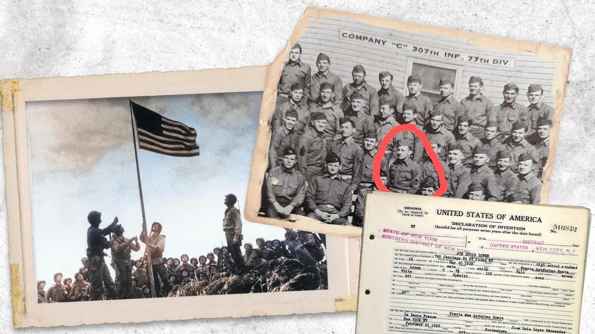 Señalado con un círculo el sargento Henry López, con el resto de miembros de su compañía.