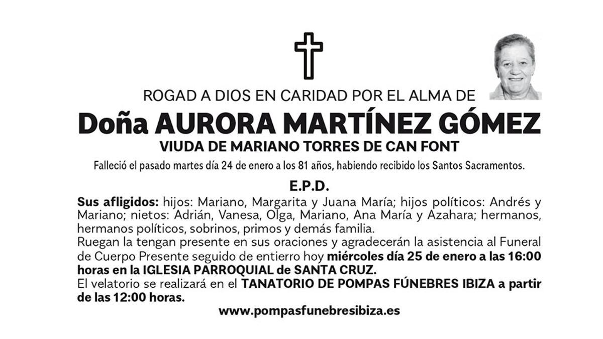 Esquela Aurora Martínez Gómez