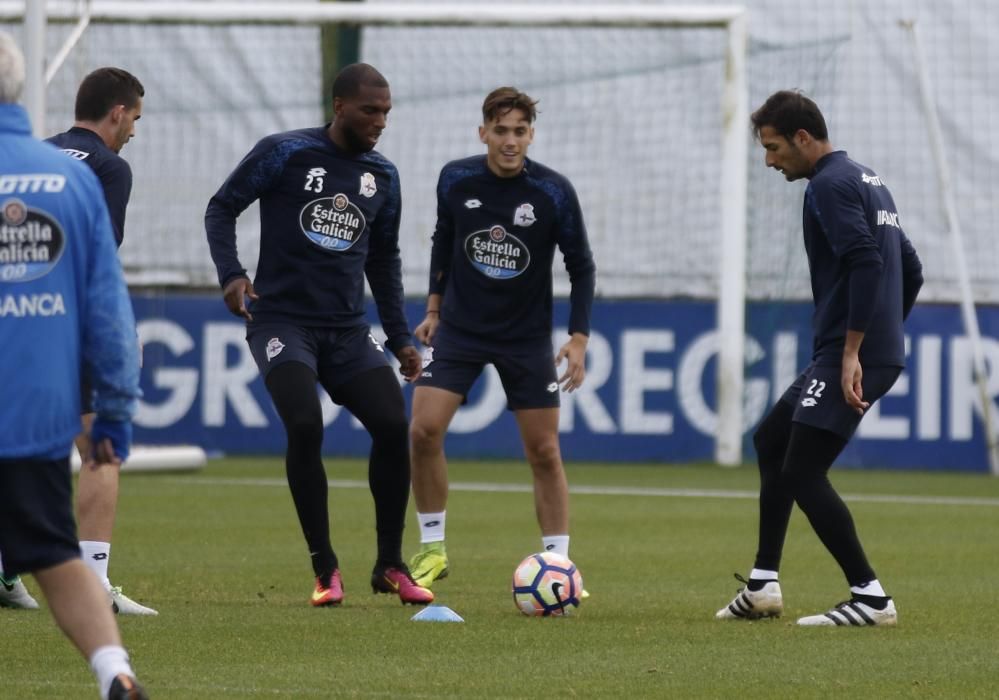 Entrenamiento táctico del Dépor para el Camp Nou