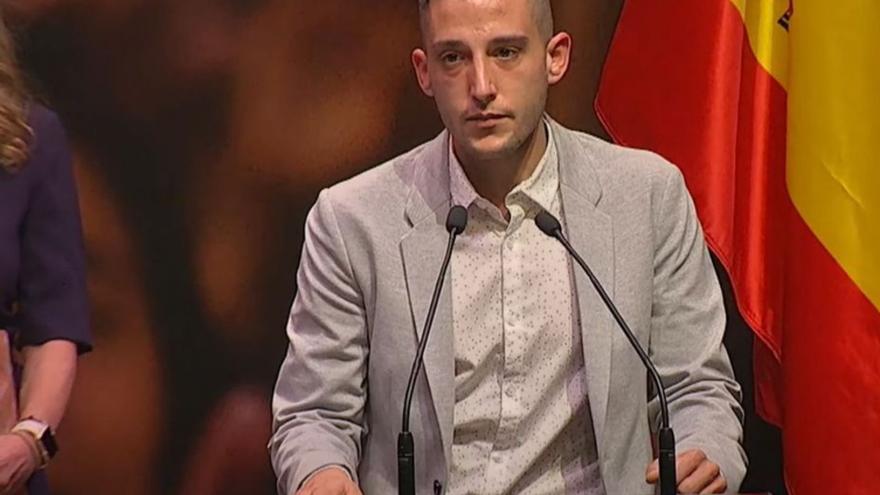 Joshua Mateo, ayer, durante su intervención en el acto. | // L. O.