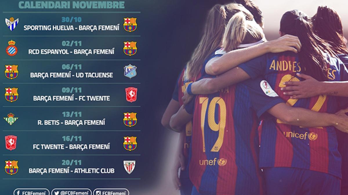 El calendario del FC Barcelona femenino