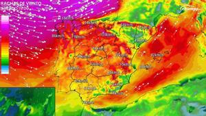 Así serán las rachas de viento durante la Borrasca Domingos