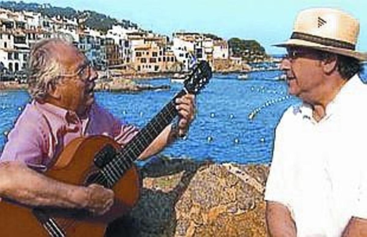 Josep Bastons y Josep Cuní cantando a dúoEl meu avi(TV-3).