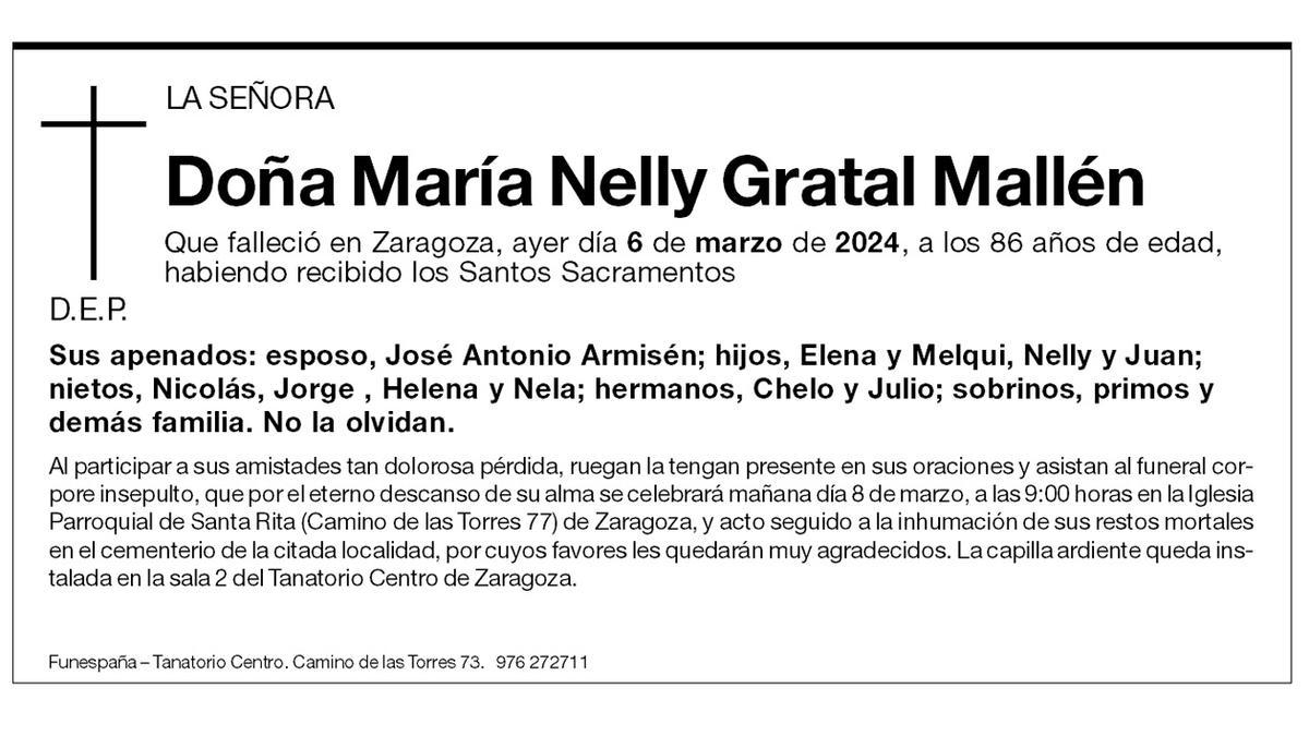 Doña María Nelly Gratal Mallén